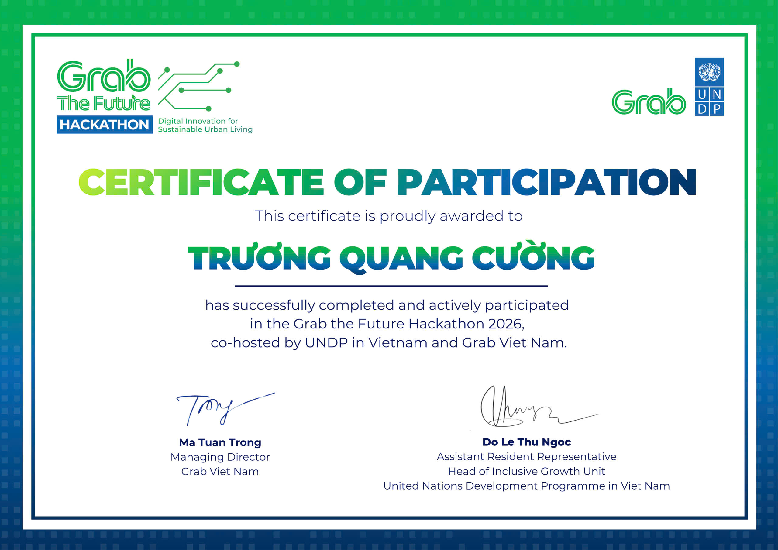 Hackathon certificate